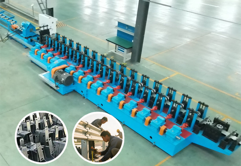 Highway guardrail forming machine